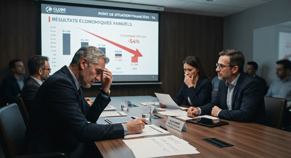Direction d'entreprise devant des résultats annuels en forte baisse